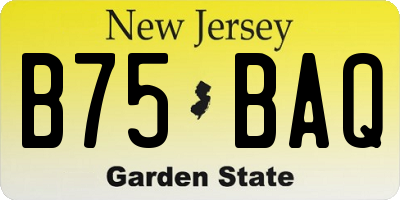 NJ license plate B75BAQ