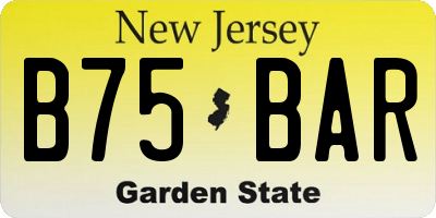 NJ license plate B75BAR