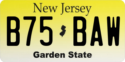 NJ license plate B75BAW