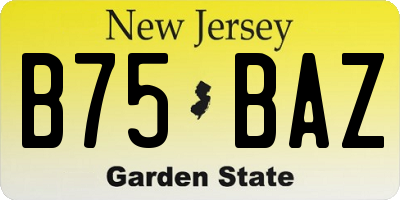 NJ license plate B75BAZ
