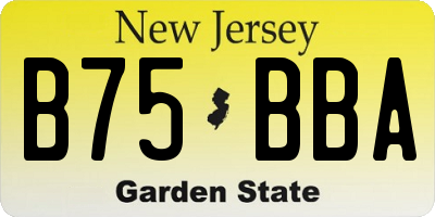 NJ license plate B75BBA