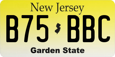 NJ license plate B75BBC