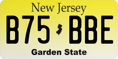 NJ license plate B75BBE
