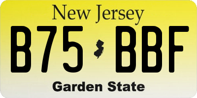 NJ license plate B75BBF