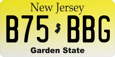 NJ license plate B75BBG