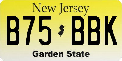 NJ license plate B75BBK