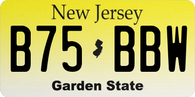 NJ license plate B75BBW