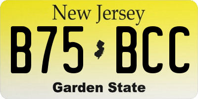 NJ license plate B75BCC