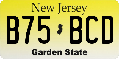 NJ license plate B75BCD