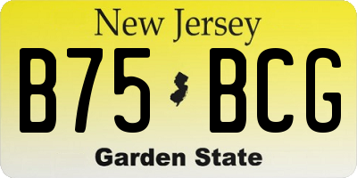 NJ license plate B75BCG