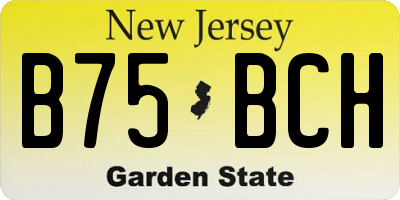 NJ license plate B75BCH