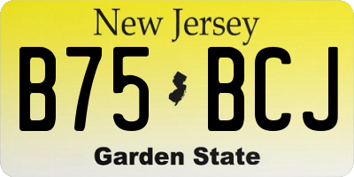 NJ license plate B75BCJ