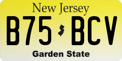 NJ license plate B75BCV