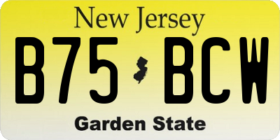 NJ license plate B75BCW