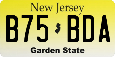 NJ license plate B75BDA