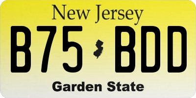NJ license plate B75BDD