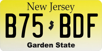 NJ license plate B75BDF