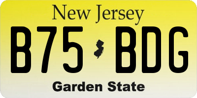 NJ license plate B75BDG