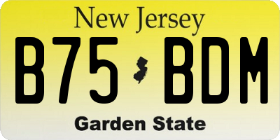 NJ license plate B75BDM