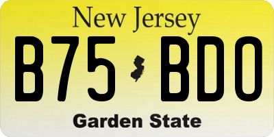 NJ license plate B75BDO