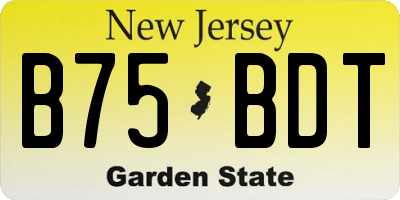 NJ license plate B75BDT