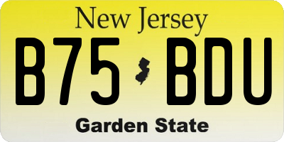 NJ license plate B75BDU