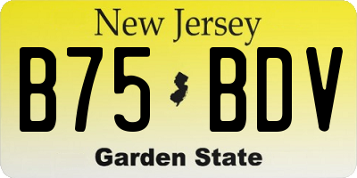 NJ license plate B75BDV