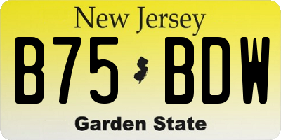 NJ license plate B75BDW