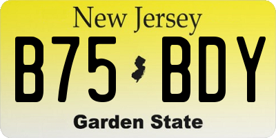 NJ license plate B75BDY