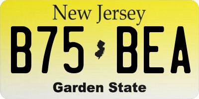 NJ license plate B75BEA
