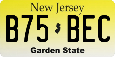 NJ license plate B75BEC