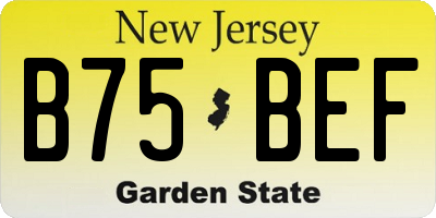 NJ license plate B75BEF
