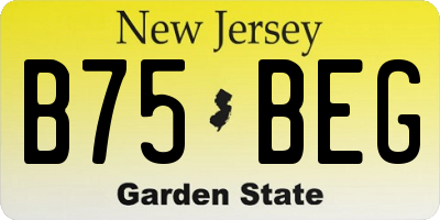 NJ license plate B75BEG