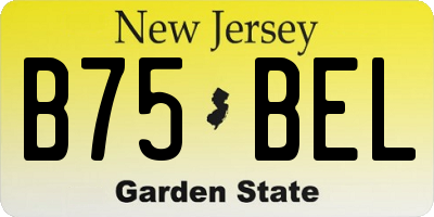 NJ license plate B75BEL