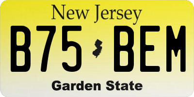 NJ license plate B75BEM