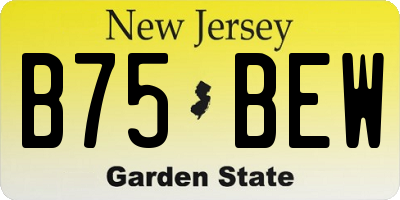 NJ license plate B75BEW