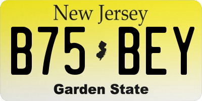 NJ license plate B75BEY