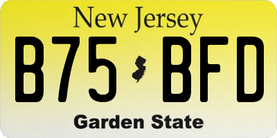 NJ license plate B75BFD