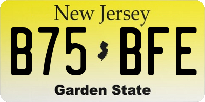 NJ license plate B75BFE