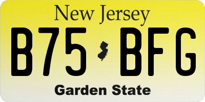 NJ license plate B75BFG