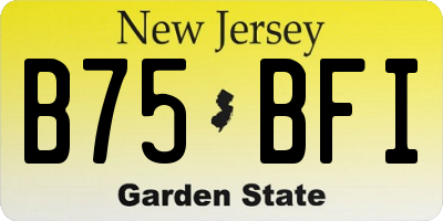 NJ license plate B75BFI