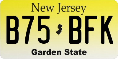 NJ license plate B75BFK