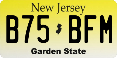 NJ license plate B75BFM
