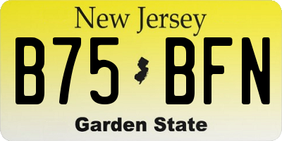 NJ license plate B75BFN