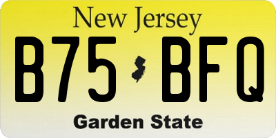 NJ license plate B75BFQ