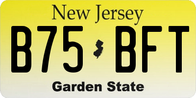 NJ license plate B75BFT