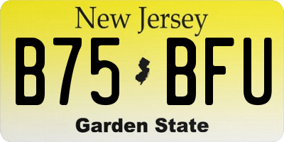 NJ license plate B75BFU