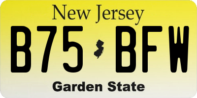 NJ license plate B75BFW