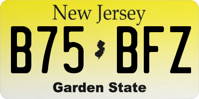 NJ license plate B75BFZ