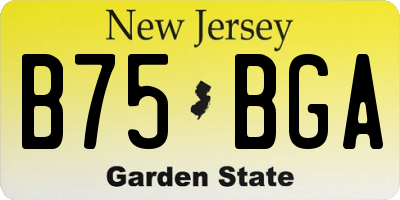 NJ license plate B75BGA